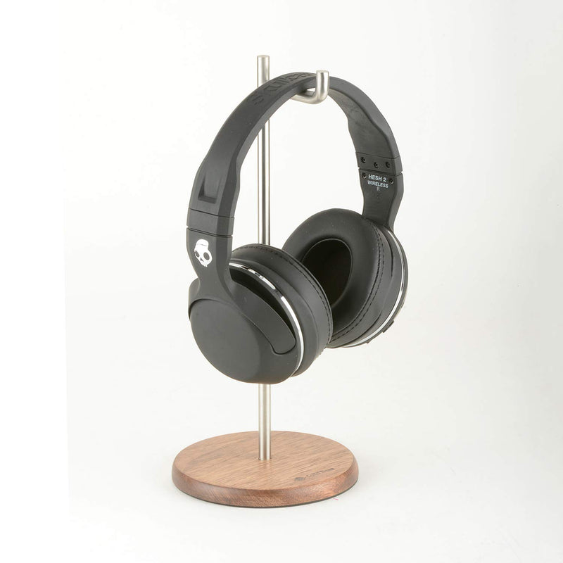 Stainless Steel Headphones Stand Headset Holder Hanger Vinyl Edition by Solid Base 1 Year Warranty Included (Walnut) Walnut