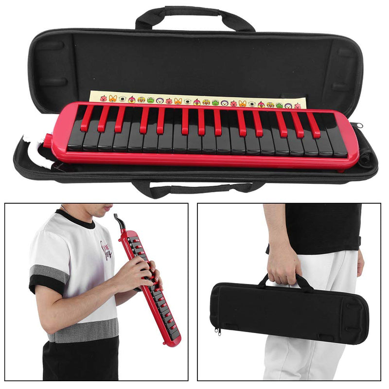 32 Piano Keys Melodica Long Tube Plastic Melodica Tube with Blowpipe Mouthpiece Storage Bag for Kids Beginners Adults Gift (Red) Red