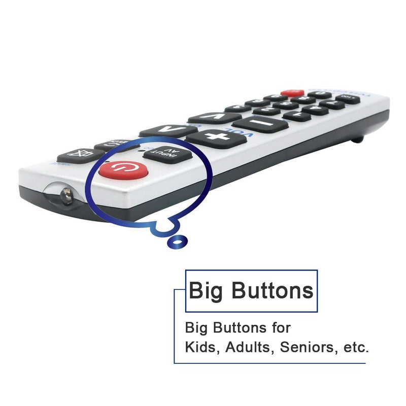 LuckyStar Big Button Universal Remote Control A-TV2, Initial Setting for Lg, Vizio, Sharp, Zenith, Panasonic, Philips, RCA - Put Battery to Work, No Program Needed