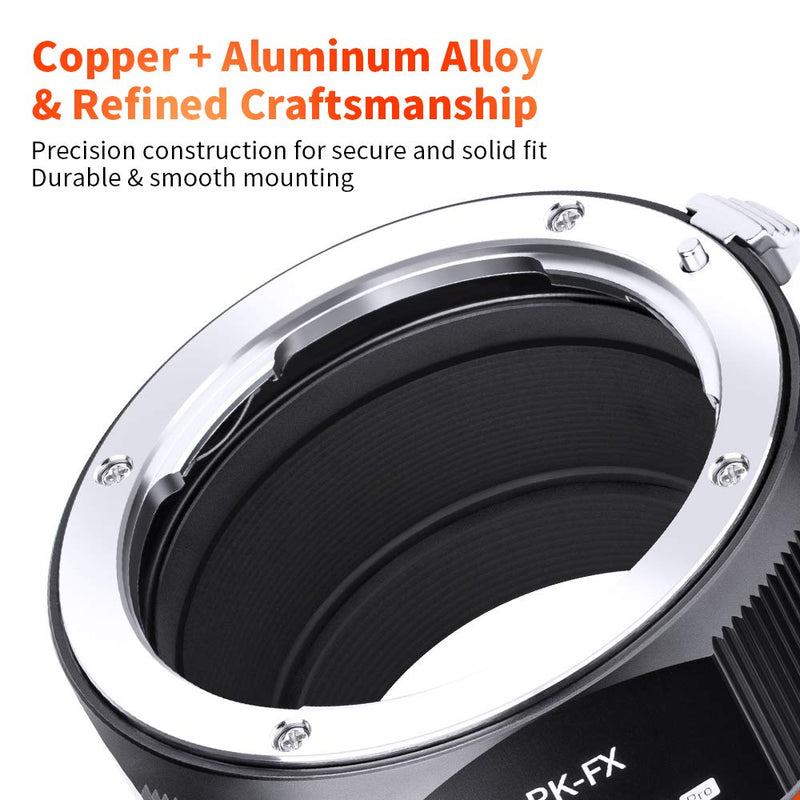 K&F Concept Lens Mount Adapter with Aperture Control Ring for Pentax PK Mount Lens to Fujifilm Fuji X-Series X FX Mount Cameras with Matting Varnish Design for Fuji XT2 XT20 XE3 XT1 X-T2 PK-FX