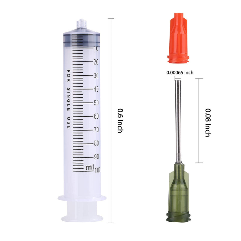 [AUSTRALIA] - 3 Pack 100ml Syringes with 14G 1.0'' Blunt Tip Needles and Storage Caps Luer Lock, Plastic Reusable Syringe for Liquid, Lip Gloss, Paint, Epoxy Resin, Oil, Watering Plants, Refilling 