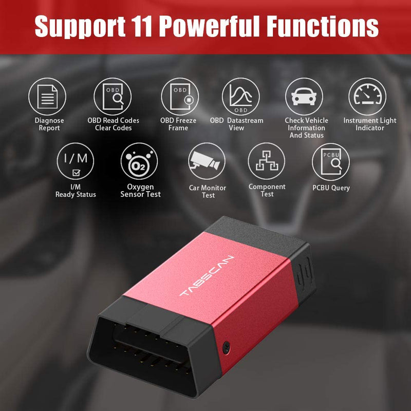 Tabscan T2 Bluetooth Professional Scan Tool EOBD,OBD Full System Diagnostic Tool for Android Phone with One Free Car Brand Software
