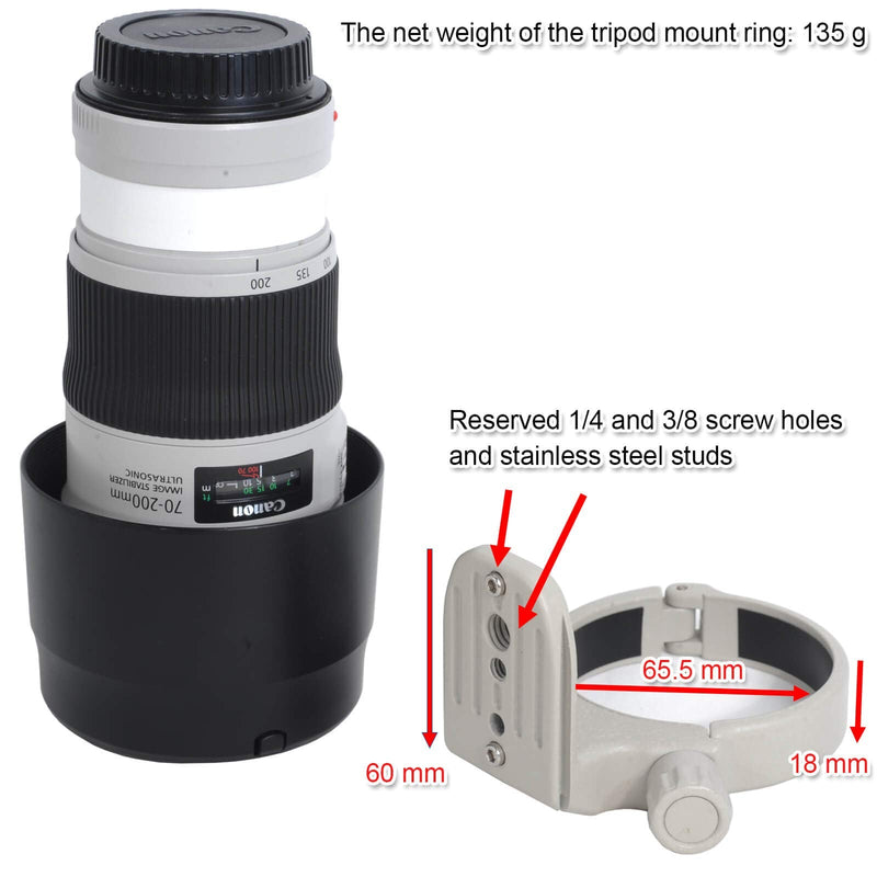 iShoot Improved Metal Lens Collar Tripod Mount Ring, for Canon EF 70-200mm f/4L (is/is II) USM, Canon EF 400mm f/5.6 L USM, Canon EF 80-200mm f/2.8L Lens, Built-in ARCA-Swiss Fit Quick Release Plate