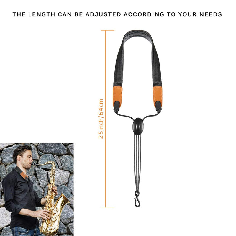 Saxophone Neck Strap,Sax Shoulder Strap,Soft Leather Padded for Sax Bass Tenor Alto Baritone Soprano Clarinets Style 1