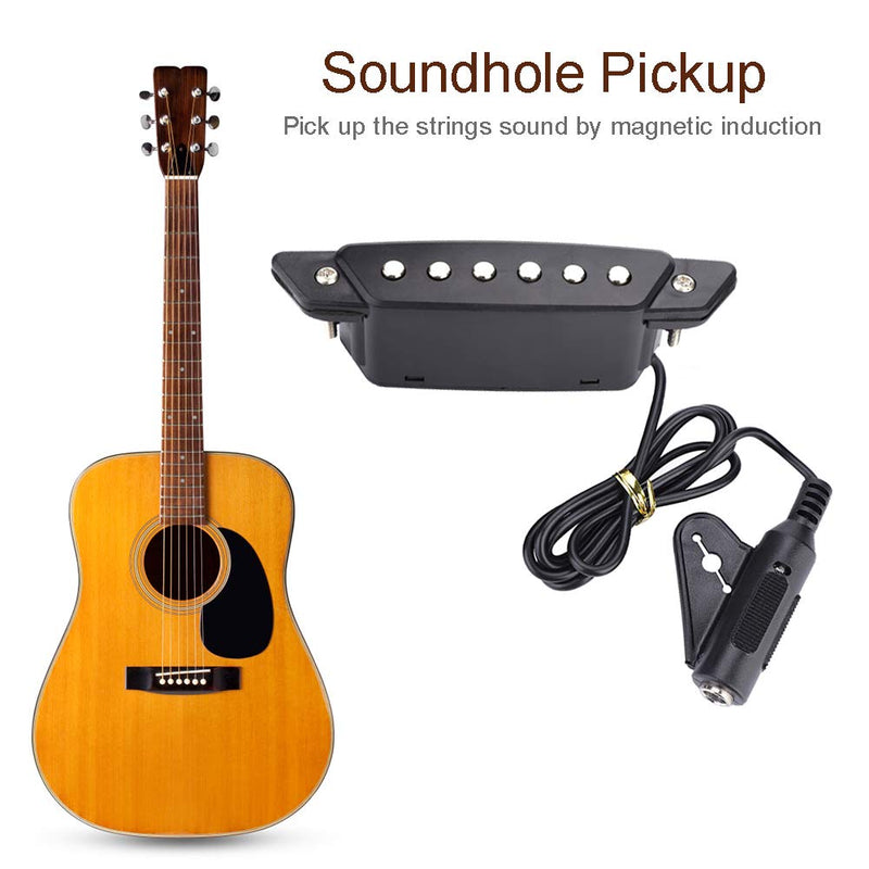 Fafeims Soundhole Pickup, Magnetic Soundhole Pickup for Acoustic Guitar with End Pin Buckle