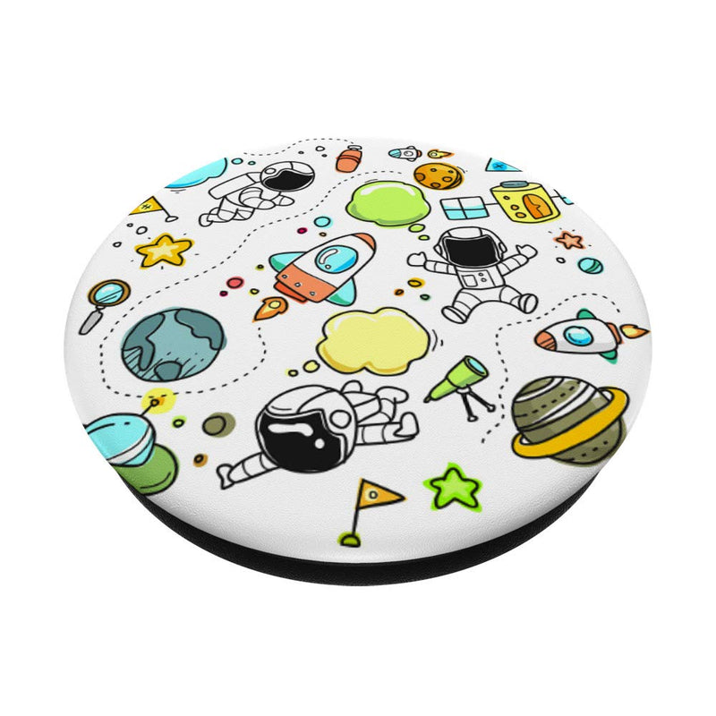 Outer Space Planets Stars Rocket Alien Spaceman Astronaut Black