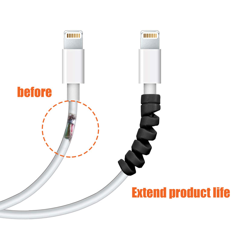 [AUSTRALIA] - 24 Pieces Charger Cable Saver, Silicone Flexible Cable Wire Protector, Mouse Cable Protector, Suit for All Cellphone Data Lines (Black) Black 