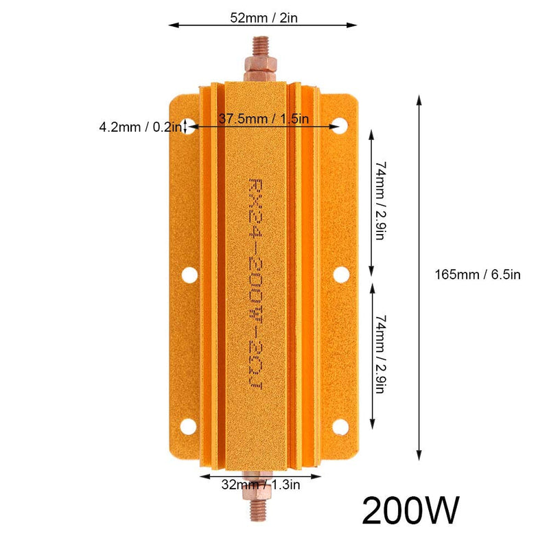 Resistor 200W 2R RX24 Aluminum Case Resistor for Power Supply Sensor, Wirewound Resistors Screw Tap Chassis Mounted