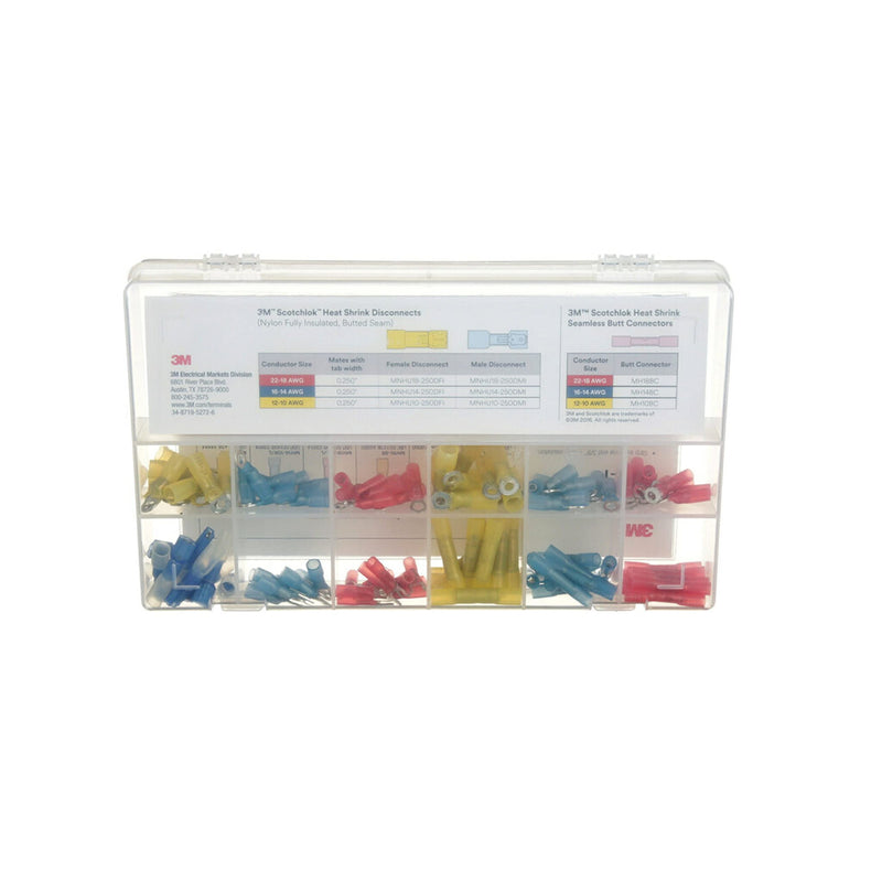3M Scotchlok Heat Shrink Terminal Kit, SHSTK-1, selection of 12 terminals, refillable kit is compact, portable and durable, 1 Kit of 120 pieces