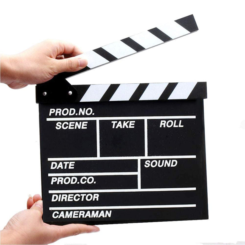 BERON Professional Vintage TV Movie Film Clap Board Slate Cut Prop Director Clapper (Black) Black