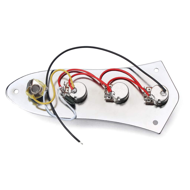 Alnicov Guitar Control Plate Wired Fully Loaded for JB Style Bass Guitar,Chrome