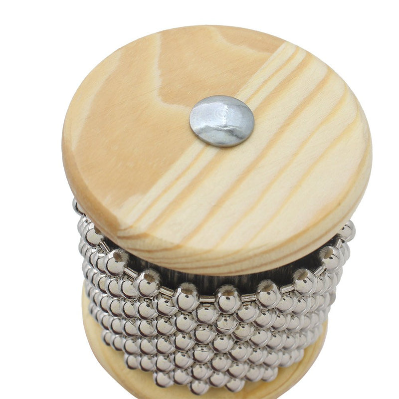 Mowind Wooden Cabasa Pop Hand Shaker Percussion Instrument with Metal Beads Small Size