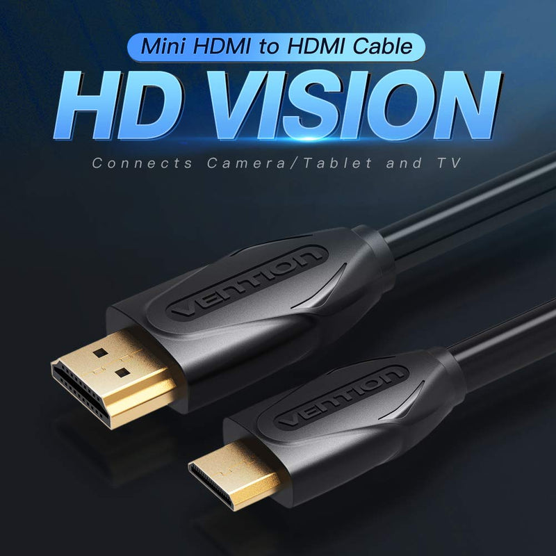 Mini HDMI to Standard HDMI Cable 4.5ft,VENTION 4K HDMI to Mini HDMI Bidirectional High Speed Adapter 1080p HD with Audio Return Channel Compatible for HDTV,Camera,Camcorder,Tablet,Projector 4.5FT/1.5M