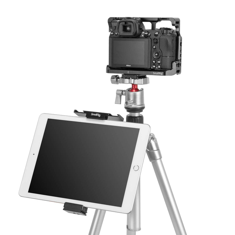 SmallRig Metal Holder for iPad Tripod Mount Adapter with 2 Cold Shoe, 1/4" Screw, w/ Plate for Acra Swiss Standard, for iPad Mini Air Pro Surface Pro (7.9” to 12.9”), Universal Tablet Clamp
