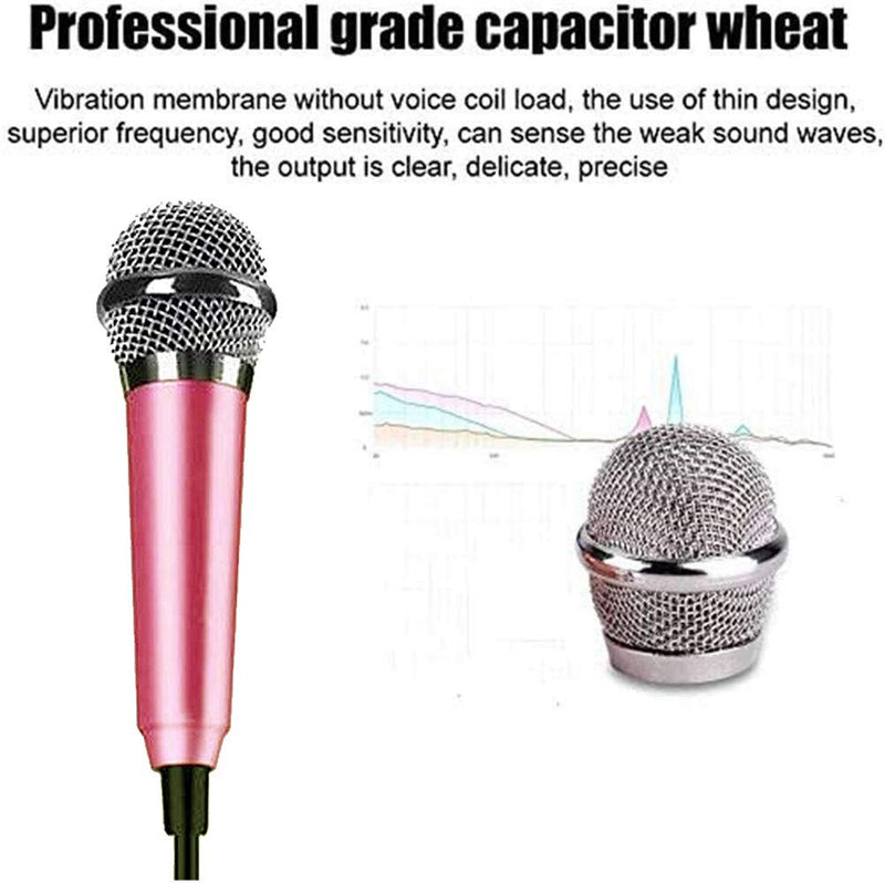 Mini Portable Vocal Microphone for Mobile Phone, Computer, Tablet, Recording Chat and Singing（Pink） Pink