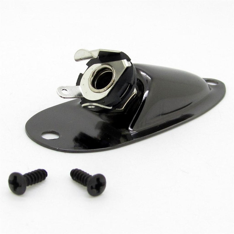 JIUWU Black Boat Style 6.35mm Guitar Pickup Output Input Jack Plug Socket for Fender Strat Guitar