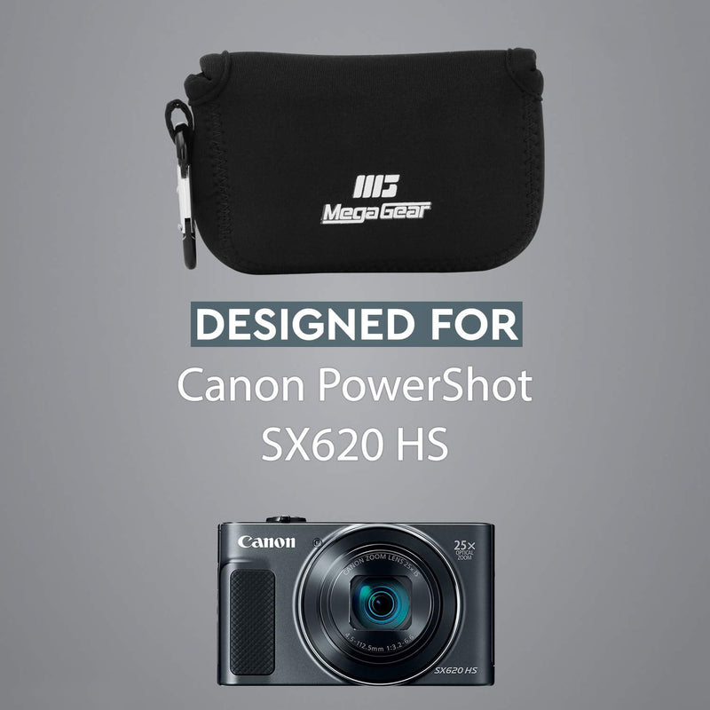 Megagear Canon PowerShot SX620 HS Ultra Light Neoprene Camera Case, with Carabiner - Black - MG814