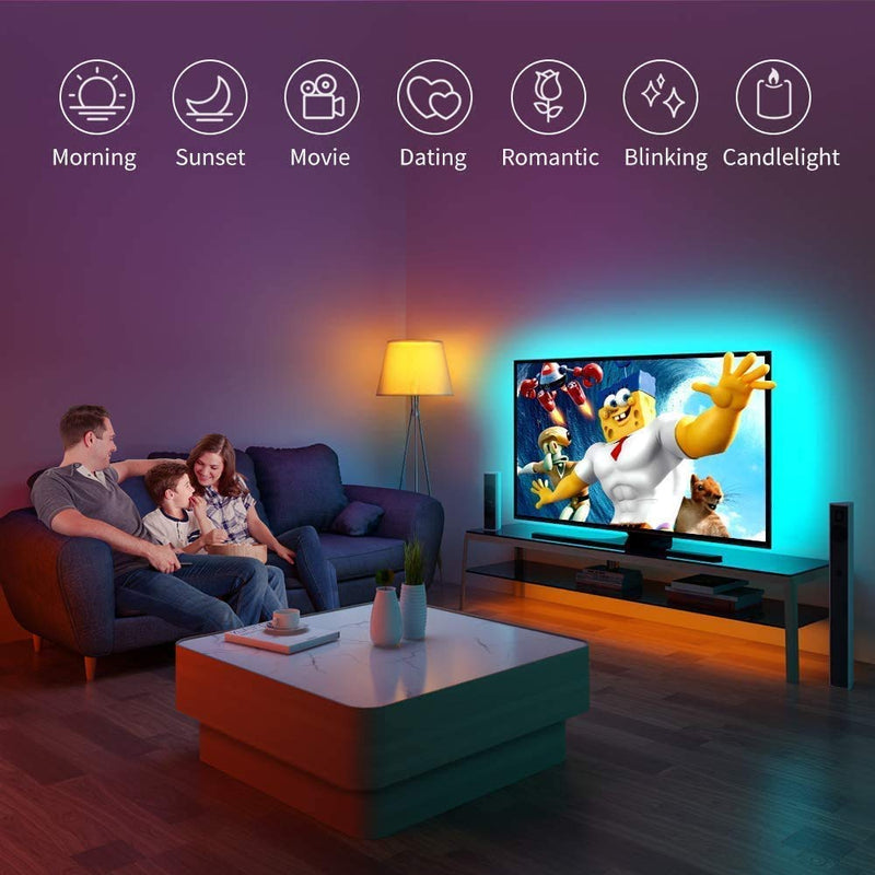 [AUSTRALIA] - LED TV Backlight,SMY USB LED Strip Light,RGB Multi-Colour LED Light Strip Kit Waterproof IP65, 60LED with Wireless Remote Controller for TV/PC/Laptop Bias Lighting (6.56Ft) 6.56Ft(200cm) 