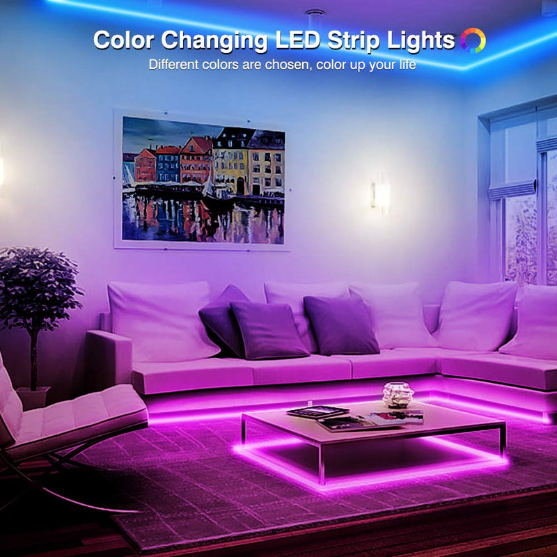 [AUSTRALIA] - LED Strip Lights Music Sync Color Changing RGB LED Light Strip 16.4ft SMD5050 Waterproof 20-Key Remote + Sensitive Built-in Mic Led Lights for Bedroom Room Party 16.4 FT 