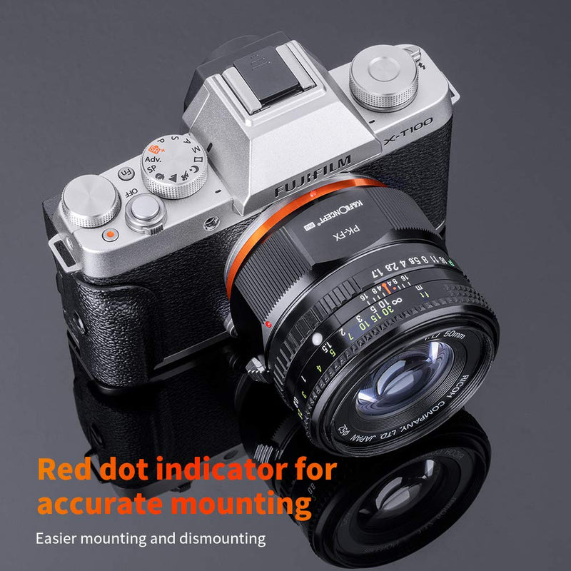 K&F Concept Lens Mount Adapter with Aperture Control Ring for Pentax PK Mount Lens to Fujifilm Fuji X-Series X FX Mount Cameras with Matting Varnish Design for Fuji XT2 XT20 XE3 XT1 X-T2 PK-FX