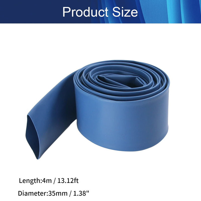 1Pcs Heat Shrink Tubing,2:1 Blue Bettomshin Electrical Wire Cable ≥600V & 248°F,4mx35mm(LxDia) Shrink Wrap Long Lasting Insulation Protection fit 18～34 Wire Harnesses Metal Tube Anti-Rust of Rod