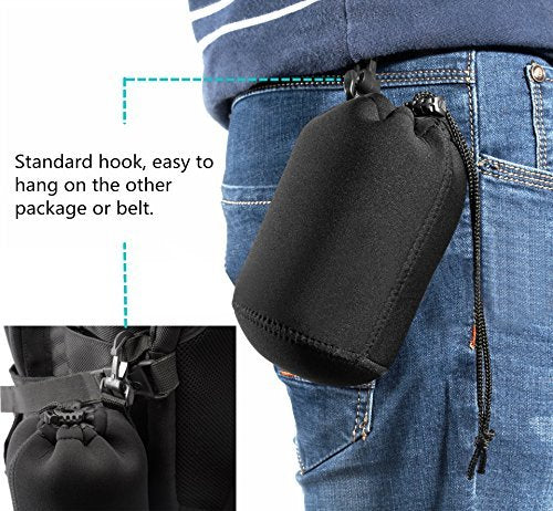 [AUSTRALIA] - Enterest Lens Pouch for DSLR Camera Lens Color in Black Neoprene Material Shockproof Thermal Insulation Elastic Waterproof Soft Easy to Carry for Travel (M) M 
