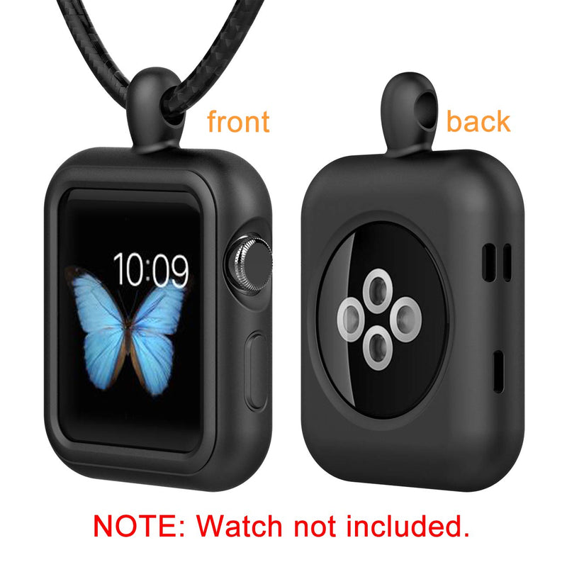 Silicone Maid LLC Compatible with Apple Watch 38mm 40mm 42mm 44mm Necklace Pendant Silicone Case Cover Replacement for iWatch Pendant Series 6 Series 5 Series 4 Series 3 Series 2 Black 42 mm / 44 mm