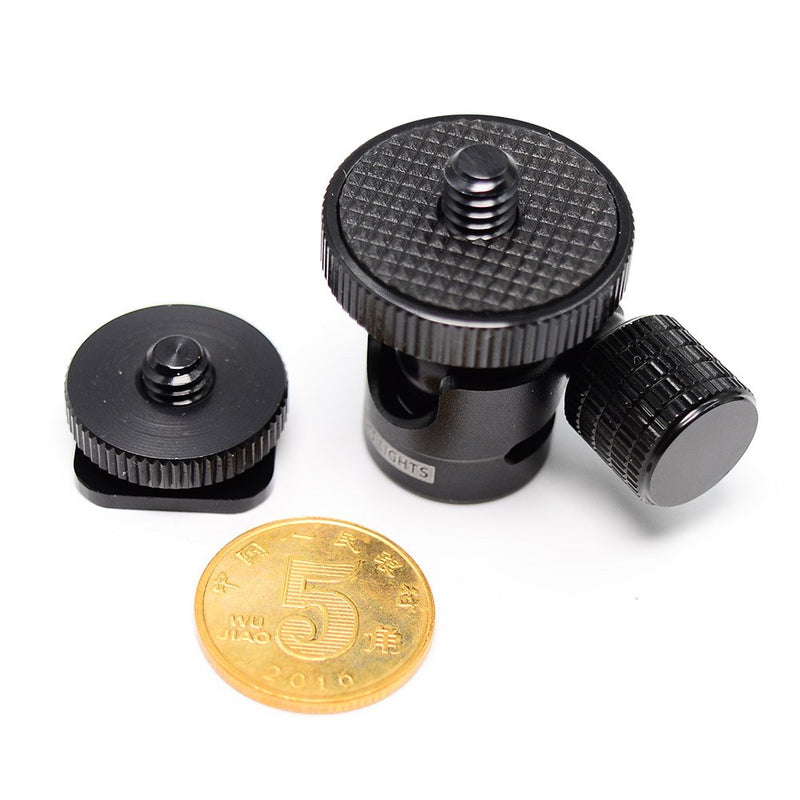 koolehaoda 1/4 Mini BallHead & Hot Shoe Mount Adapter for Camera Video Light Tripod Monopod (1/4 Ball Head) 1/4 Ball head