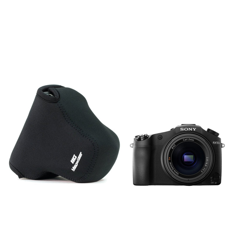 MegaGear ''Ultra Light'' Neoprene Camera Case Bag with Carabiner for Sony Cyber-shot DSC-RX10, Sony Cyber-shot DSC-RX10 II (Black) Black