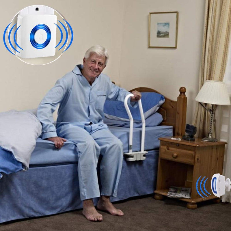 Wireless Caregiver Pager Motion Sensor Alert Room Bed Alarm and Fall Prevention for Home Elderly Kids (1 Plug-in Pager and 1 Motion Sensor) 1 Plug-in Pager and 1 Motion Sensor