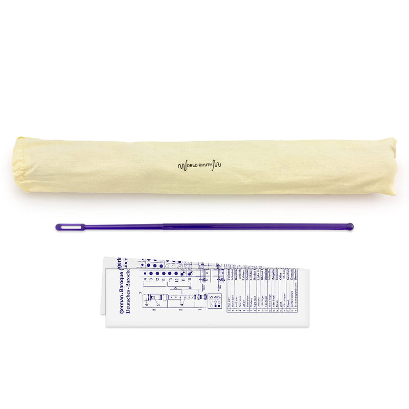 World Rhythm WR-804 School Recorder, 3 Piece Descant Recorder, Includes Cleaning Rod, Fingering Chart and Carry Bag, Purple