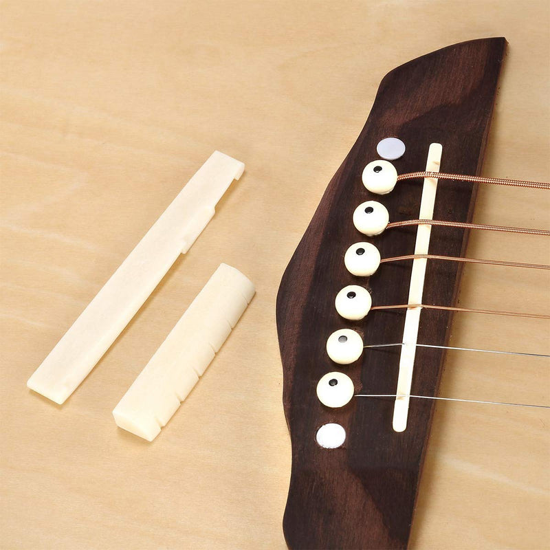 Acoustic Guitar Bone Bridge Saddle and Nut for 6 String Acoustic Guitar Real Cattle Bone Bridge Saddle Nut