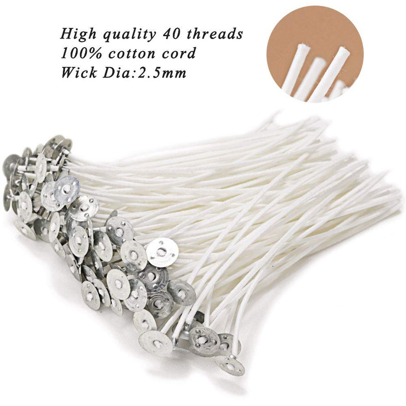 EricX Light 100 Piece Cotton Candle Wick 6" Pre-Waxed for Candle Making,Candle DIY
