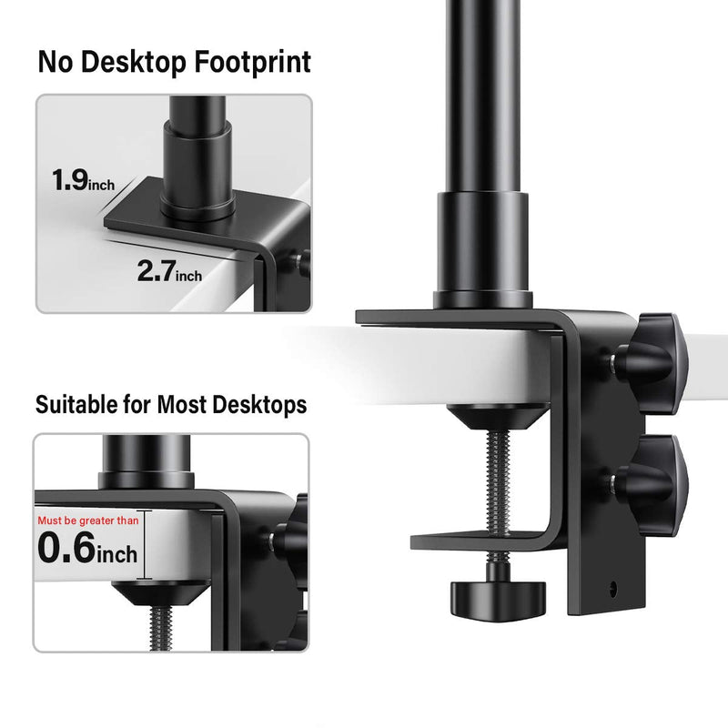 Pixel Desk Camera Mount Stand,12.9-22 inch Table C Clamp Mount Stand, Adjustable Aluminum Light Stand with 360°Ball Head,1/4" Screw Tip for DSLR Camera/Ring Light/Video Monitor/webcam light 1 Pack