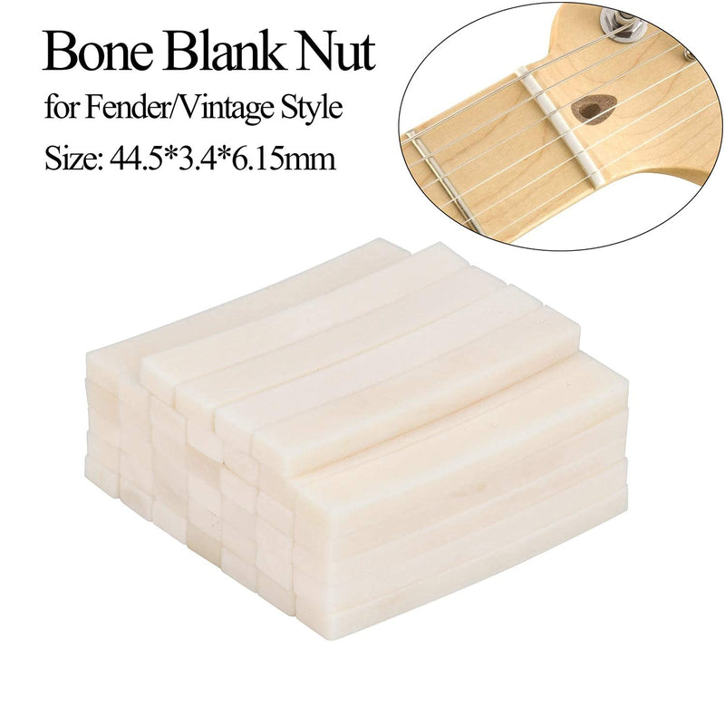 Alnicov Guitar String Bone Nut Blanks for Vintage-Style Stratocaster Telecaster Electric Guitar 44.5mm,6Pcs
