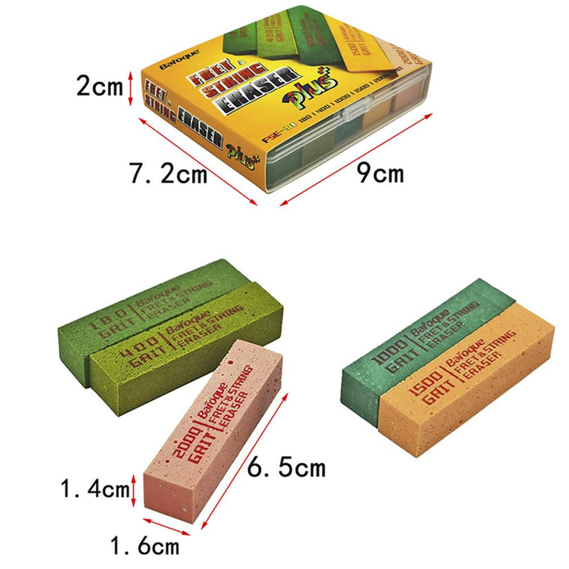 Fret Erasers180 & 400 & 1000 &1500 &2000 Grit, Abrasive Rubber Blocks Fret Polishing Rubber Frets polishing Strings cleaning Set of 5