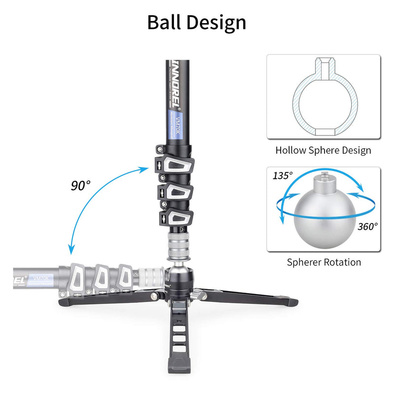 Mini Tabletop Tripod Stand-INNOREL PW70,DSLR Mini Tripod with 1/4" to 3/8" Screw and Cell Phone Mount CNC Aluminum Housing, Max Load 33 lb for Camera, Video Camcorder, Mobile Phone, Action Cameras