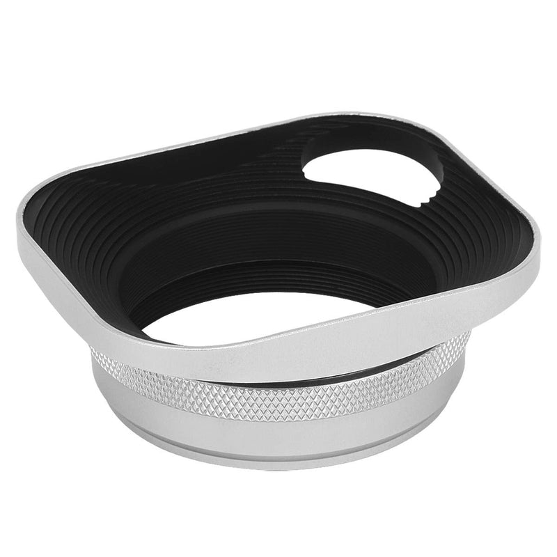 Haoge LH-ES3 Square Metal Lens Hood Hollow Out Designed with 49mm Adapter Ring with Cap for Fujifilm Fuji FinePix X100 X100S X100T X70 X100F X100V Camera Replaces LH-X100 AR-X100 LH-X70 Silver