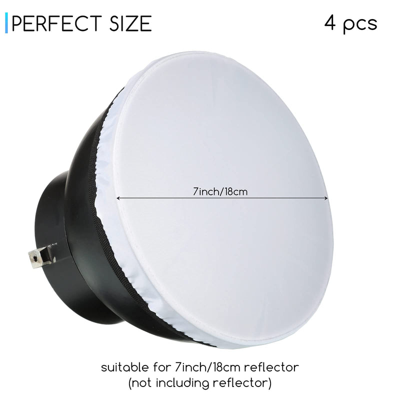 4 Pieces Diffuser Lamp Sock Soft Diffuser Lamp Cover 7 Inches/ 18 cm Standard Cloth Diffuser Light Sock Lampshade Reflector Lamp Sock for Strobe Flash Light Speedlite (White) White