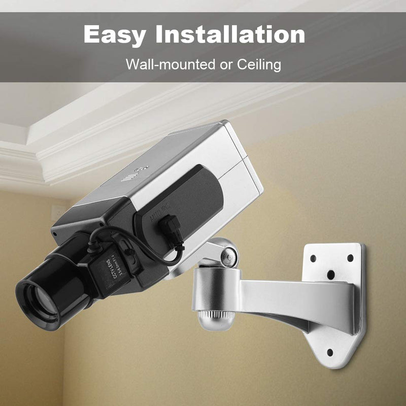 Fake Security Camera, Emulation CCTV Auto Rotation Movement Security Camera Surveillance System with Realistic Look Flashing LED for Home Store Indoor
