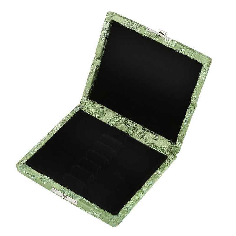 Oboe Reeds Case, Wooden + Silk Cloth Cover Oboe Reeds Holder Storage Case Musical Instrument Box Spare Parts for 6pcs Oboe Reeds(Green) Green