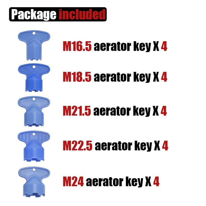 JQK Cache Faucet Aerator Key, Removal Wrench Tool for M 16.5 18.5 21.5 22.5 24 cache aerators, 5 Set (Pack of 4), HAK5S-P4 Original version