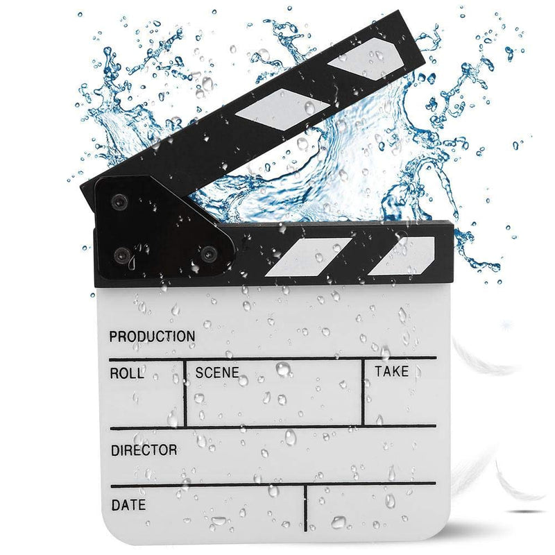 Movie Film Clap Board,Mini Durable Acrylic Director Scene Clapperboard Clapboard with Magnet Inside,Pen,for Shoot Prop/Advertisement/Home Decoration/Cosplay/Background