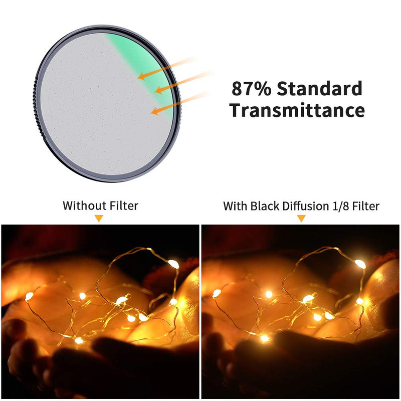 K&F Concept 67mm Black Diffusion 1/8 Filter Dream Cinematic Effect Filter with 28 Multi-Layer Coatings Hydrophobic/Scratch Resistant for Camera Lens