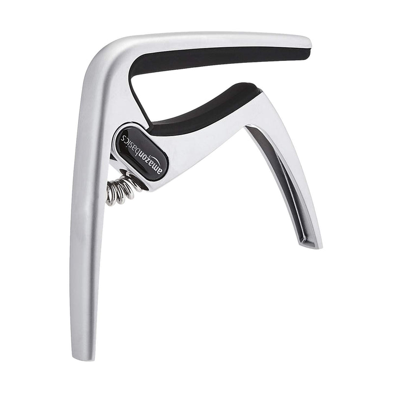 AmazonBasics Zinc Alloy Guitar Capo for Acoustic and Electric Guitar, Silver, 3-Pack