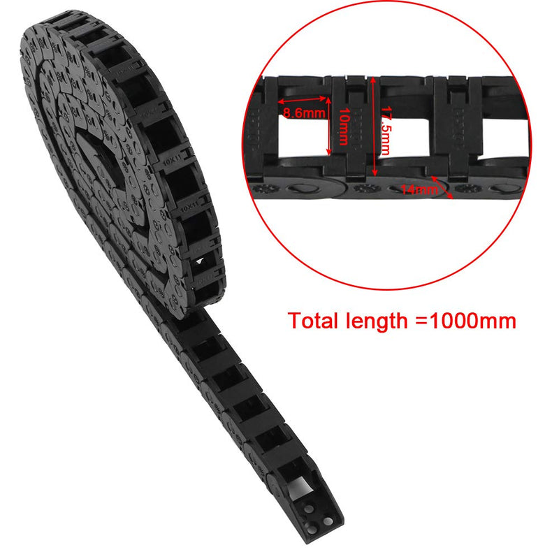 BCZAMD 10X11mm Drag Chain Semi Enclosed Type Adjustable Cable Wire Carrier Black 1M Plastic Flexible Nested Drag Chain Cable Track for 3D Printer CNC Router Mill