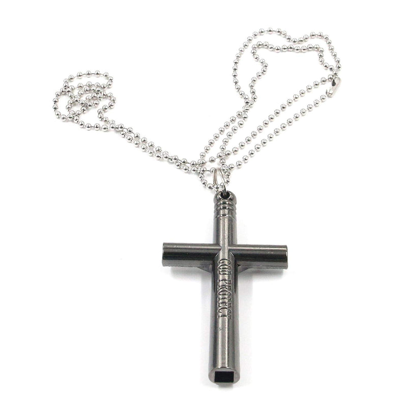 FarBoat Drum Key Keychain Christian Jesus Cross Crucifix Necklace with Long Chain Necklace Drum Tuning Key with Hole(Black) black
