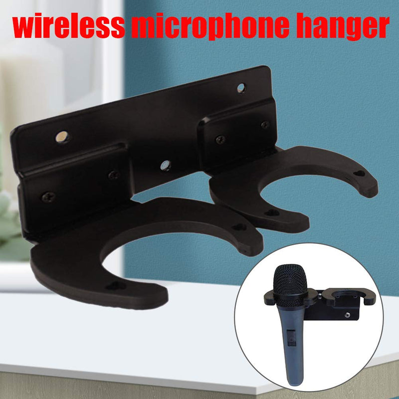 KLOP256 Wireless Microphone Hanger Mic Accessories Wall Mounted Space Saving Organizer Dual-use Double Hook Show With Screws Stands Holder KTV