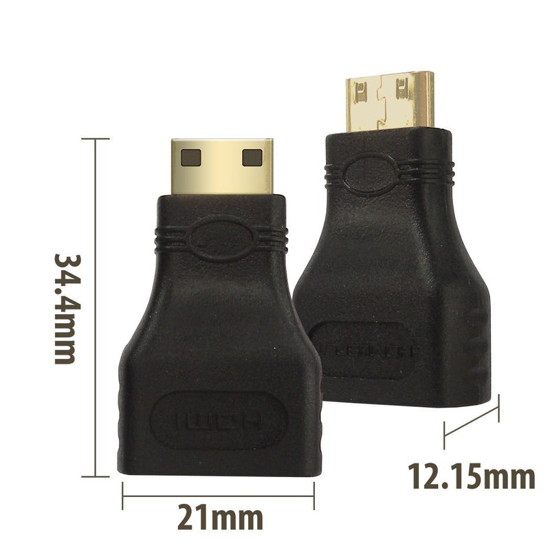 HomeSpot Mini HDMI Adapter Converter, Gold Plated Mini HDMI to HDMI Male to Female Adapter for Raspberry Pi 3 Pi Zero (1 Pack)