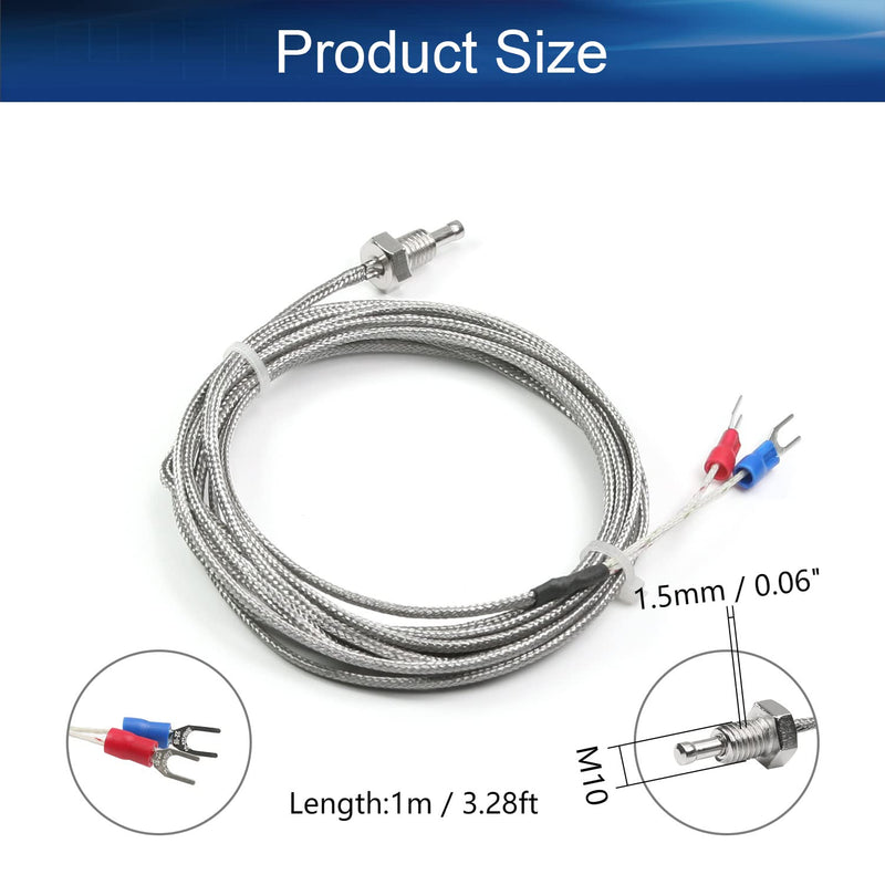 [AUSTRALIA] - Bettomshin 3Pcs 3M/9.84Ft K-Type Thermocouple Probe, M8 Thread Temperature Sensor Cable Measure Range 0-800±1.5% ℃ K Sensor Screw Probes Silver 3M/9.84Ft Length 3pcs 